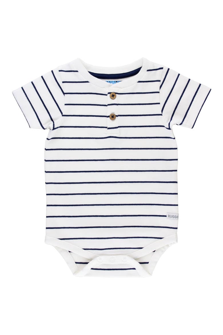 Stripe Henley Bodysuit, Main, color, WHITE/ BLUE
