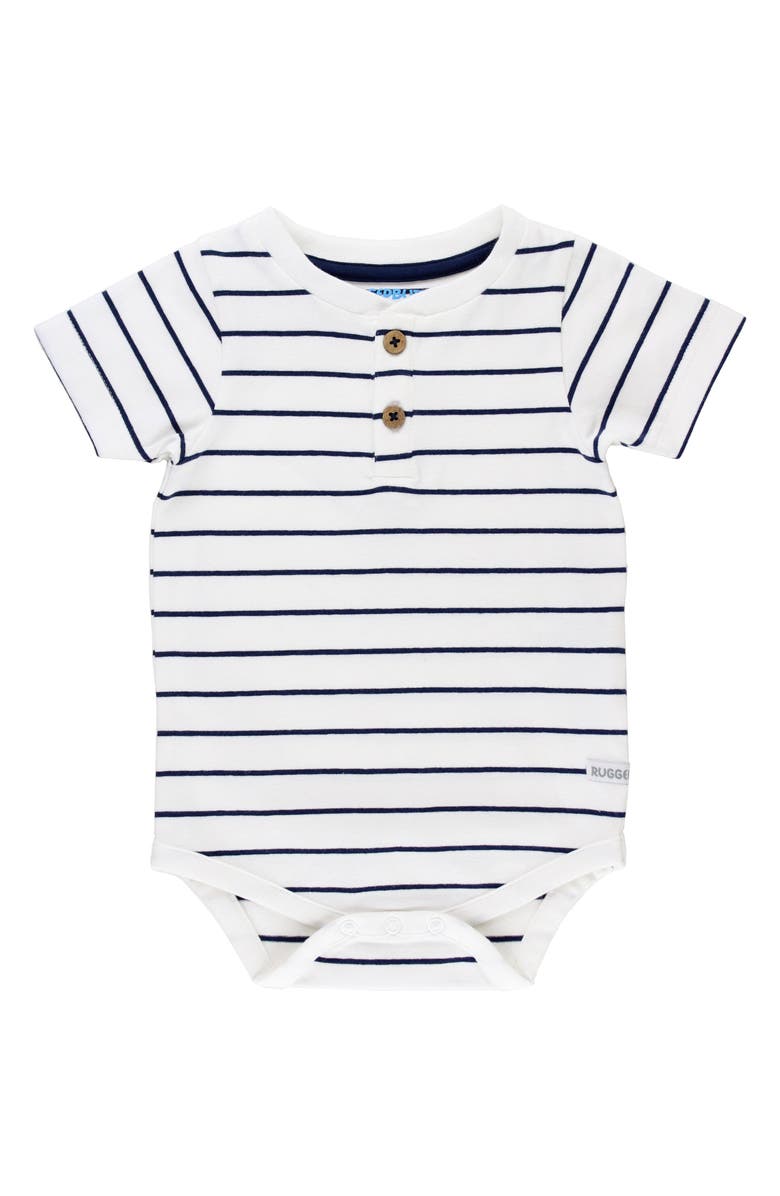 RuggedButts Stripe Henley Bodysuit, Main, color, White/ Blue