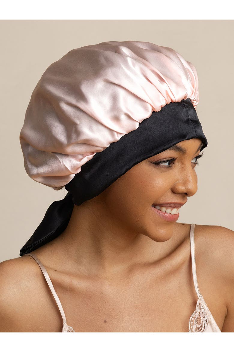 Women's Silk Casual Bonnet with Long Ribbons, Alternate, color, Pink