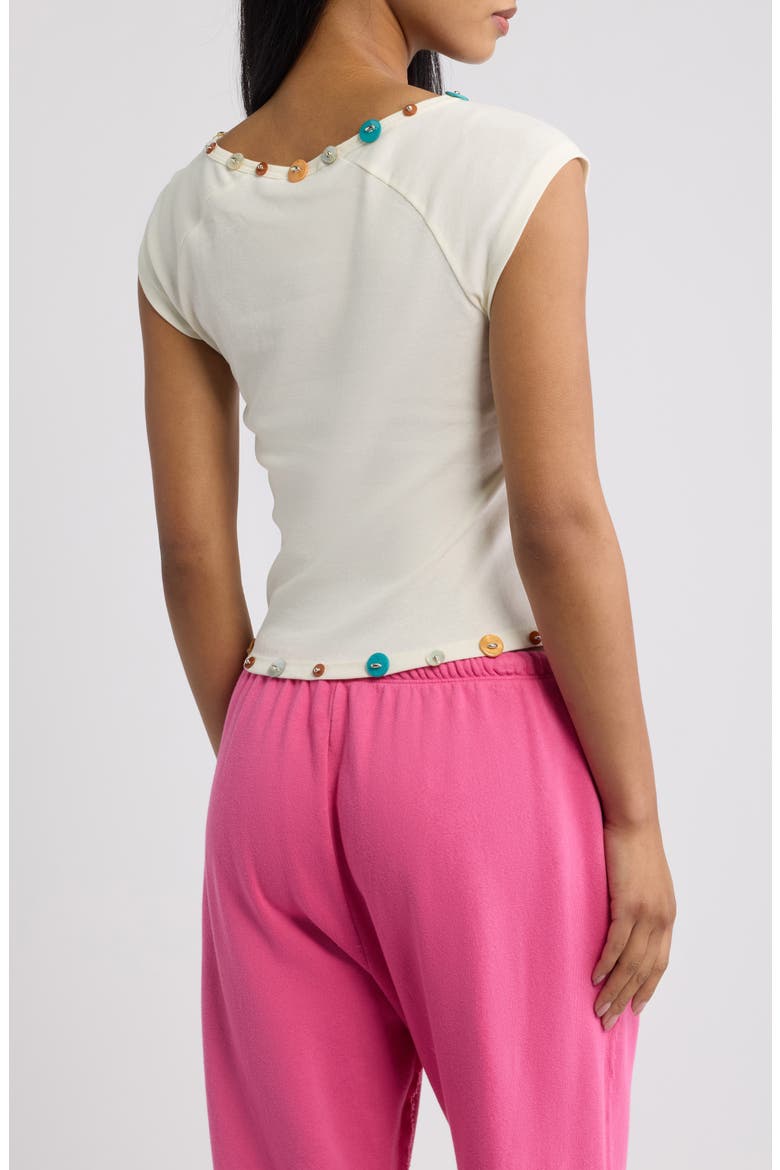 Button Trim Top, Alternate, color, CREAM