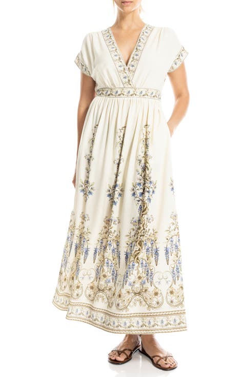 Surplice Neck Short Sleeve Maxi Dress
