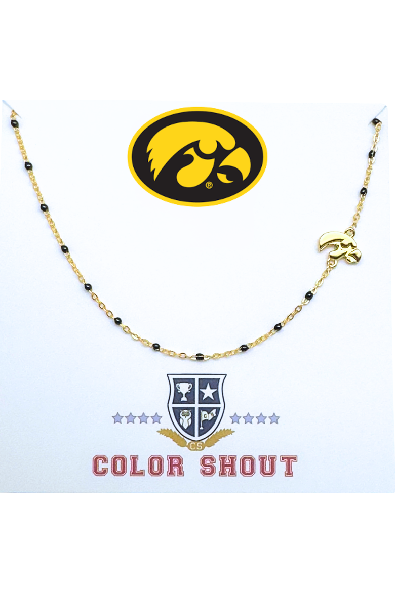 University of Iowa Side Necklace, Main, color, Yellow Gold