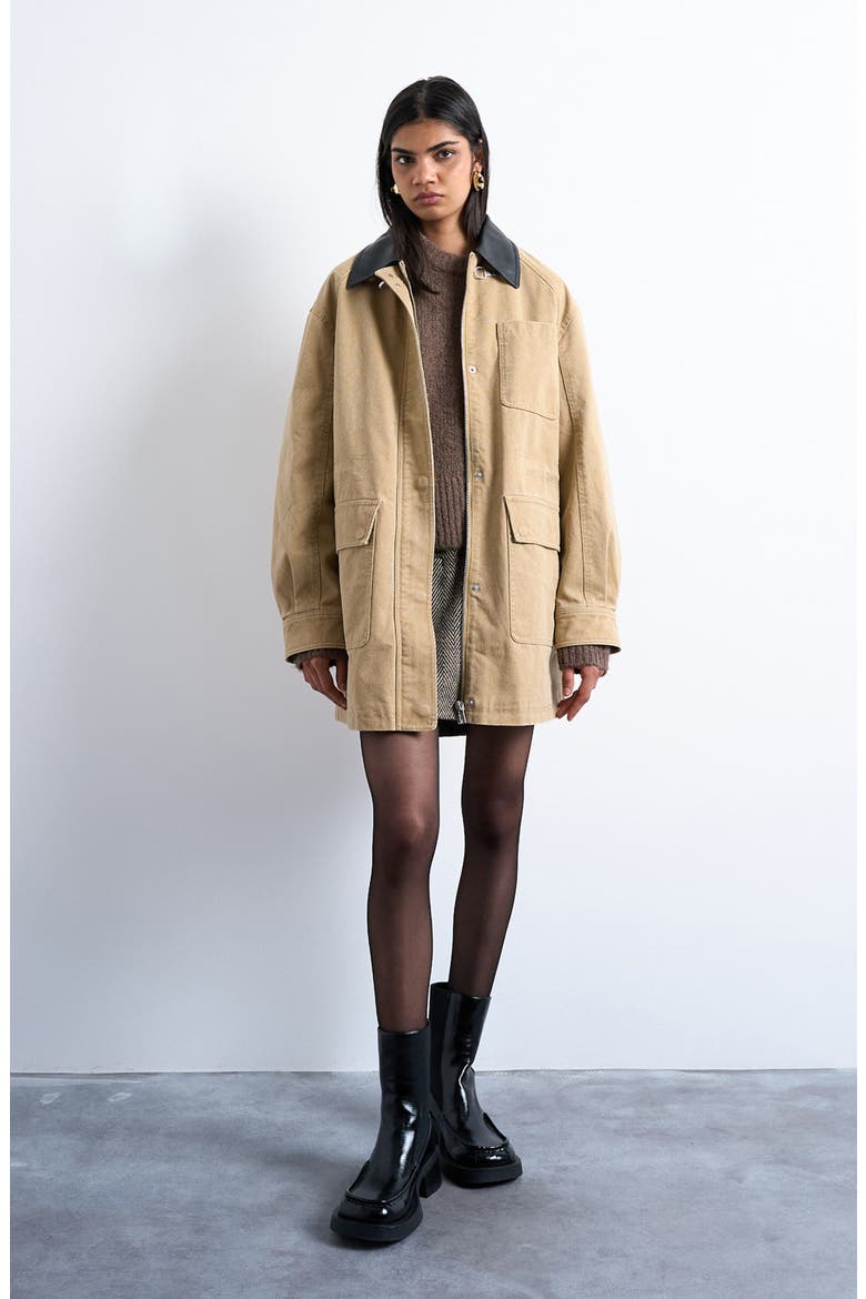Cotton Blend Barn Jacket, Alternate, color, TAN
