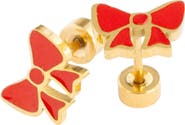 Pip Pop Red Enamel Bow Stud Earrings