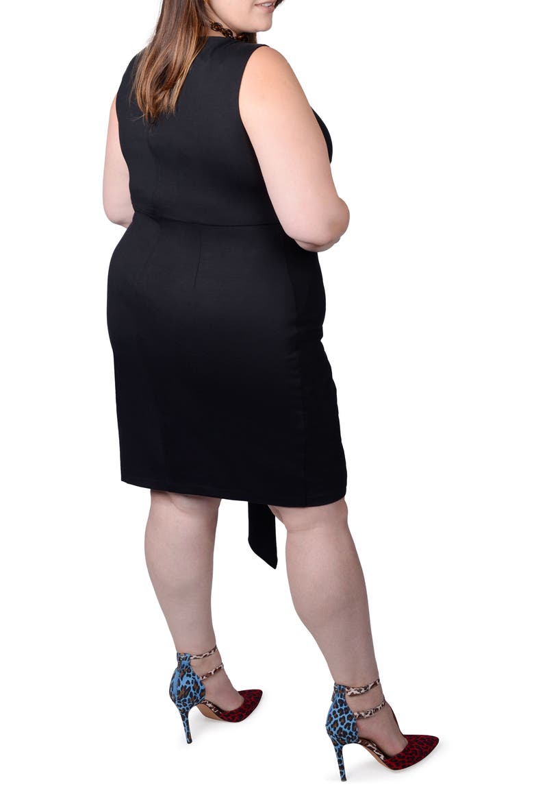 Adele Draped Asymmetric Sheath Dress, Alternate, color, BLACK