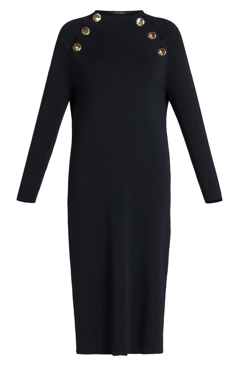 Marina Rinaldi Loretta Button Detail Long Sleeve Knit Dress, Alternate, color, 