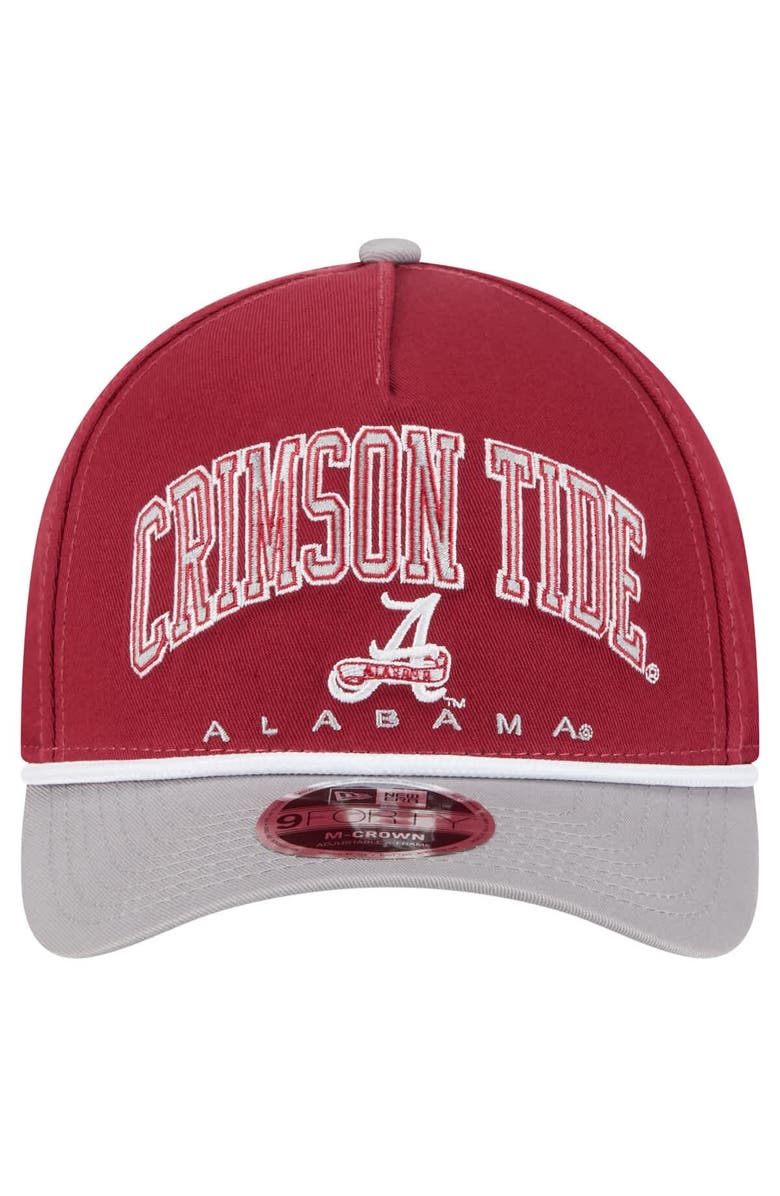New Era Men's New Era Crimson/Gray Alabama Crimson Tide Arch Two-Tone Rope 9FORTY A-Frame M-Crown Adjustable Hat, Alternate, color, Crimson