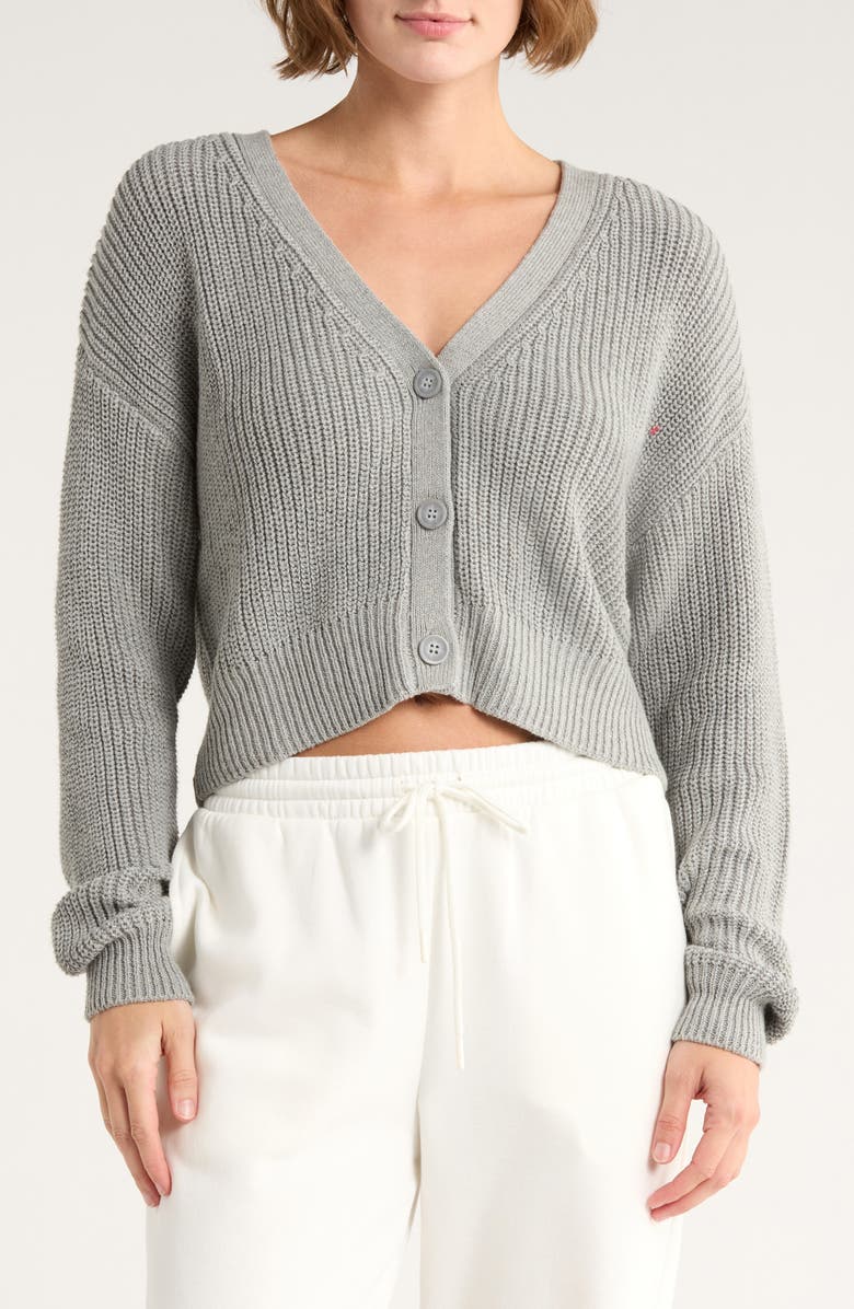 Florence by Mills Bright Side Crop Cardigan, Main, color, Heather Grey