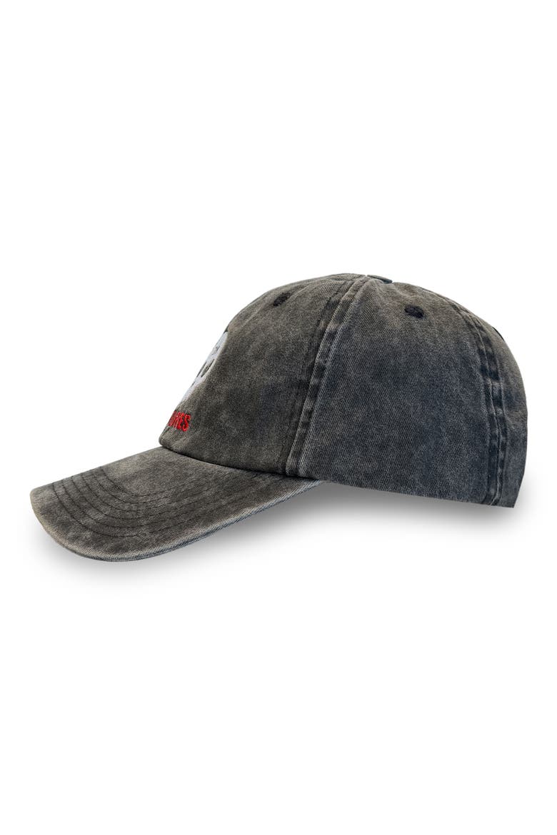 X Zero Skateboards Skull Denim Baseball Cap, Alternate, color, BLACK