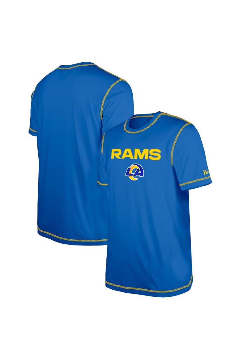 Men's New Era  Royal Los Angeles Rams Third Down Puff Print T-Shirt, Main, color, Royal