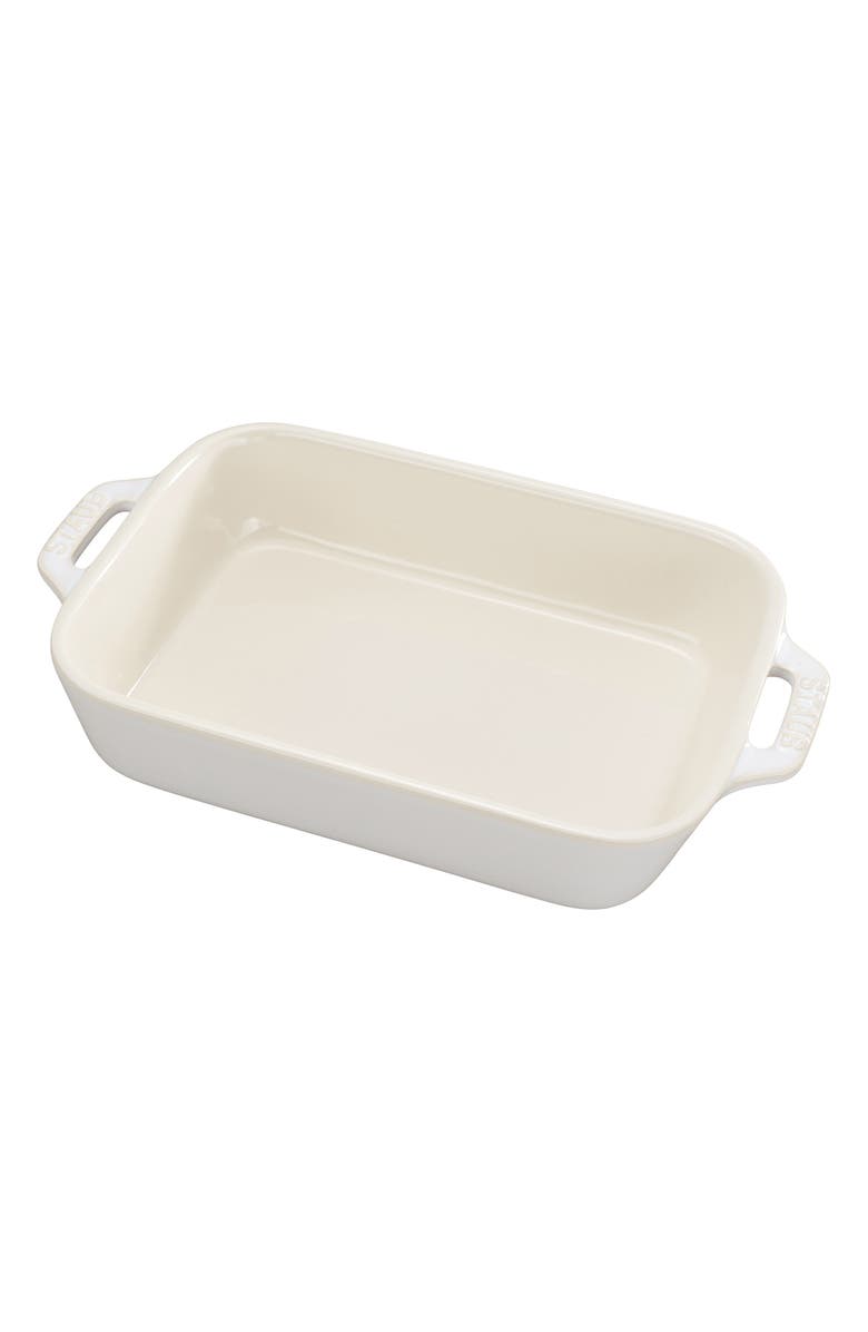 Staub Rectangular Ceramic Dish, Main, color, Rustic Ivory