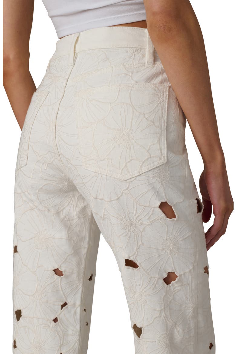 The Margot Floral Eyelet Ankle Straight Leg Jeans, Alternate, color, ECRU FLORAL