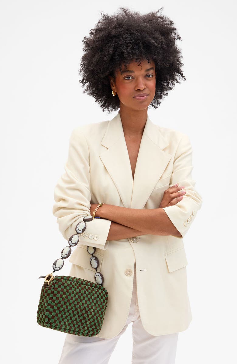 Clare V. Midi Sac Woven Leather Crossbody Bag, Alternate, color, Deep Pine Chocolate