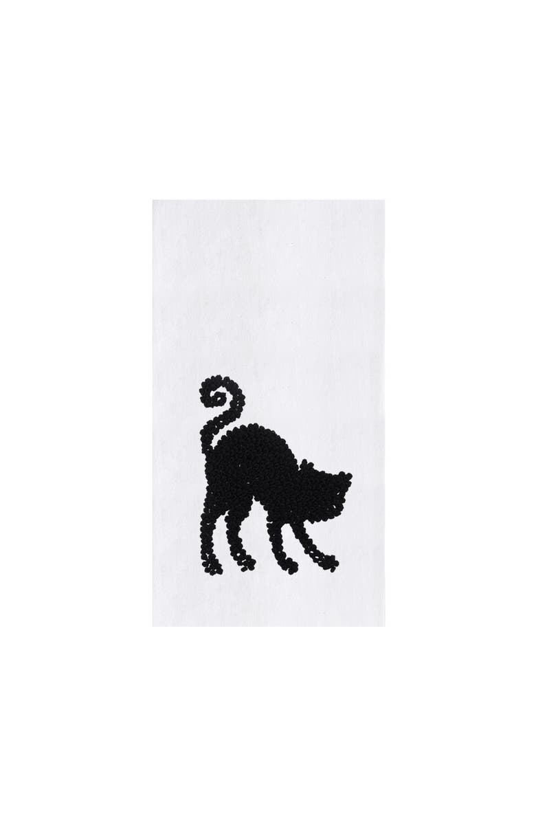 C&F Home Halloween Black Cat French Knot 100% Cotton Flour Sack Dishtowel, Main, color, Black
