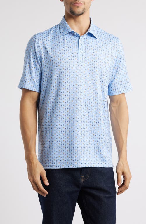 Johnston & Murphy Xc4® + Cool Degree™ Mini Martini Print Performance Golf Polo In Blue Multi