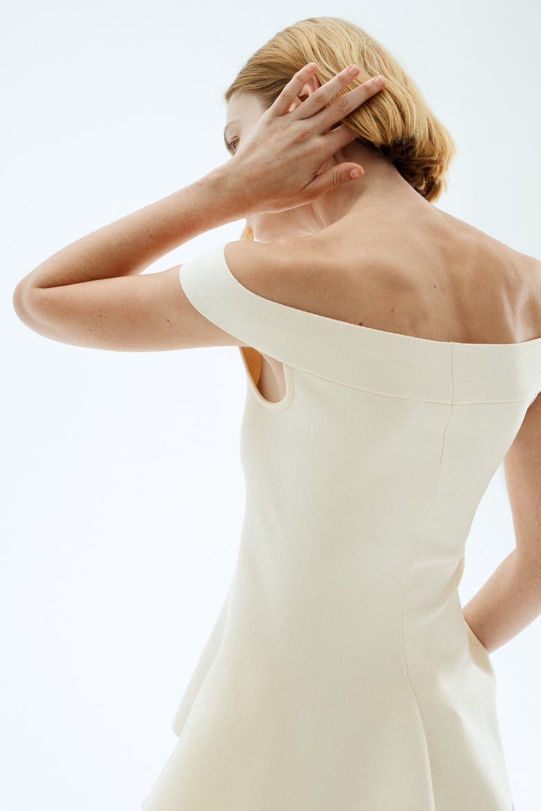 Off-the-shoulder Peplum Top, Main, color, Cream