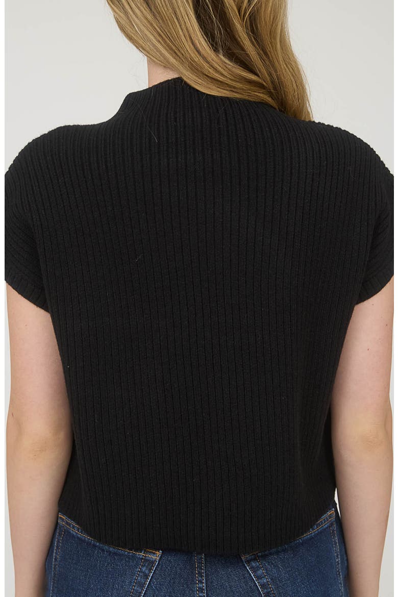 Short Sleeve Mock Neck Sweater, Alternate, color, BLACK