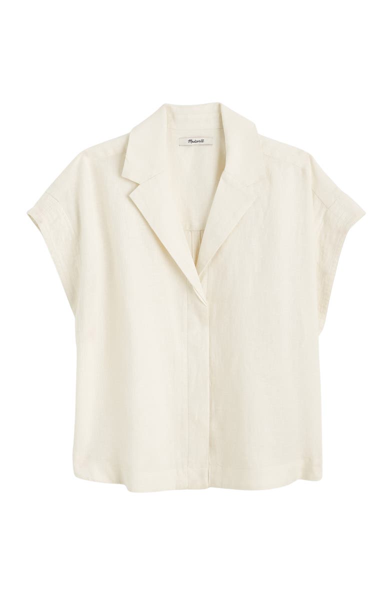 Madewell Notch Collar Linen Popover Shirt, Alternate, color, Ivory Linen
