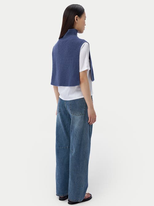 Gobi Mongolian Cashmere High Neck Cashmere Scarf Shawl In Blue
