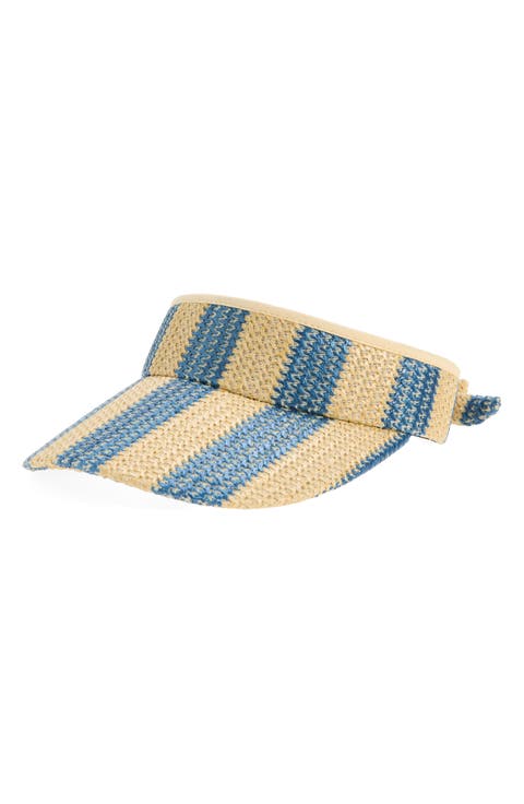 Stripe Raffia Visor