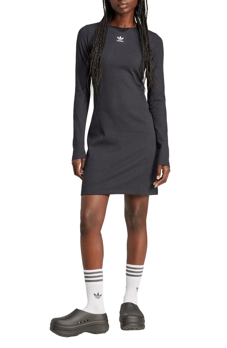 adidas Originals Essentials Long Sleeve Rib Dress, Main, color, 