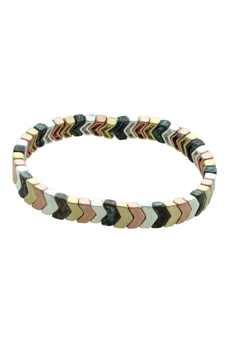 Mya Chevron Bracelet, Main, color, WORN GOLD / SILVER