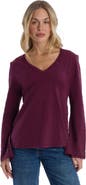 WILT Clothing V-Neck Long Sleeve Empire Seam Trapeze Tee with Lace Trims
