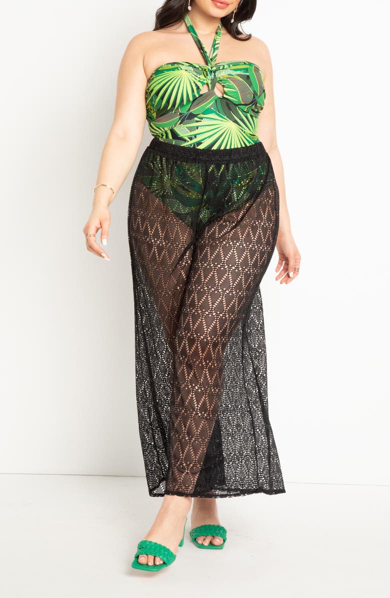 ELOQUII Wide Leg Crochet Cover-Up Pants, Alternate, color, 
