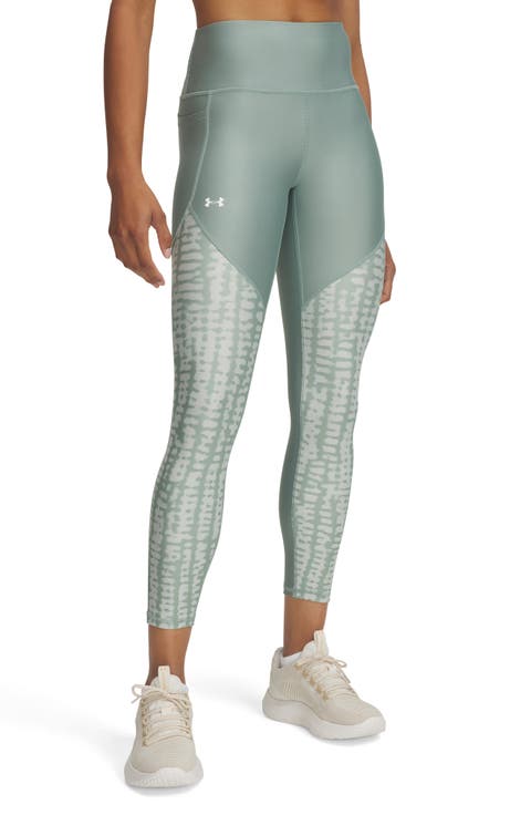 High Waist Print Panel Performance Ankle Leggings