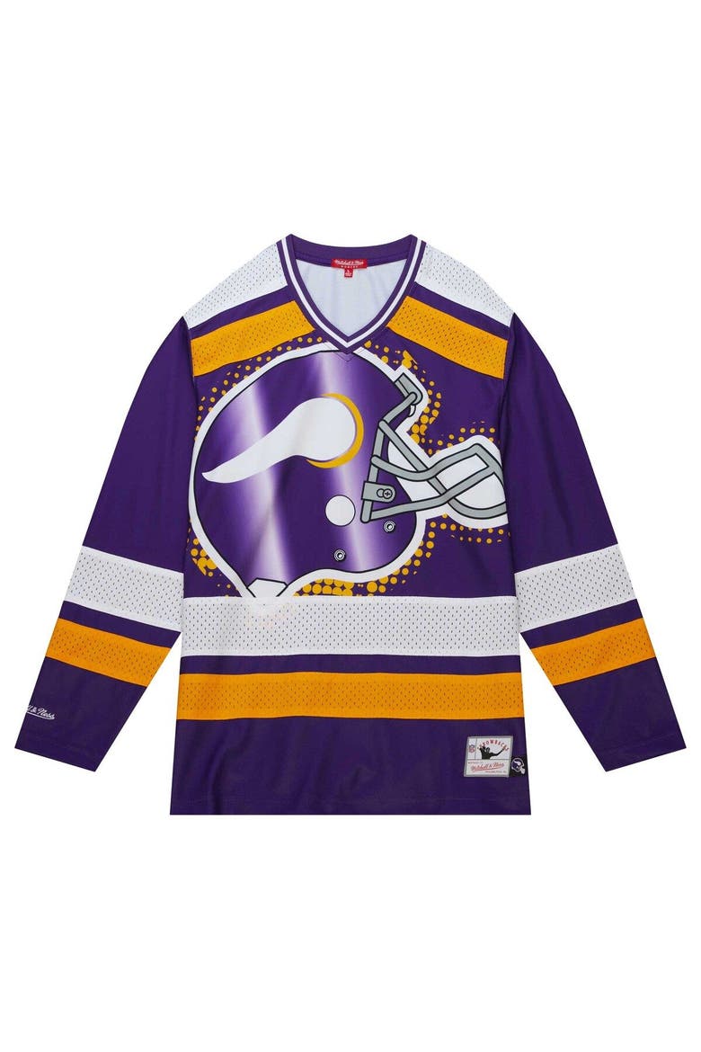 Women's Mitchell & Ness Purple Minnesota Vikings Big Face 7.0 Long Sleeve Jersey T-Shirt, Alternate, color, Purple