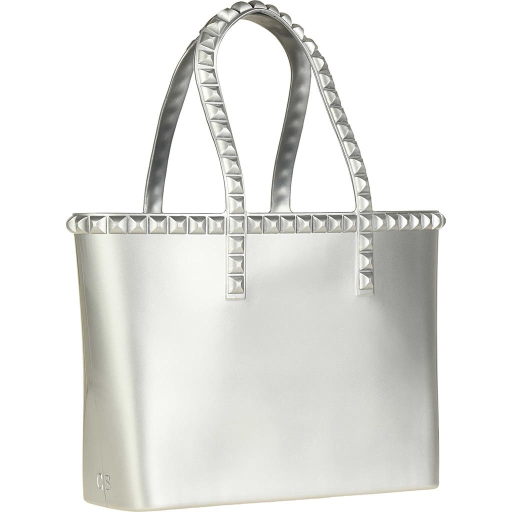 Carmen Sol Seba Mid Tote Jumbo Studs In Silver