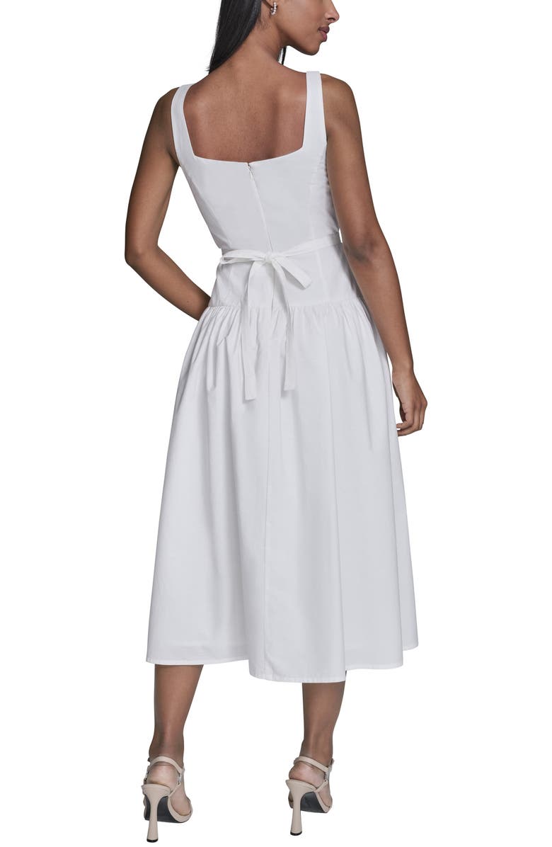 KARL LAGERFELD Poplin Midi Sundress, Alternate, color, Soft White