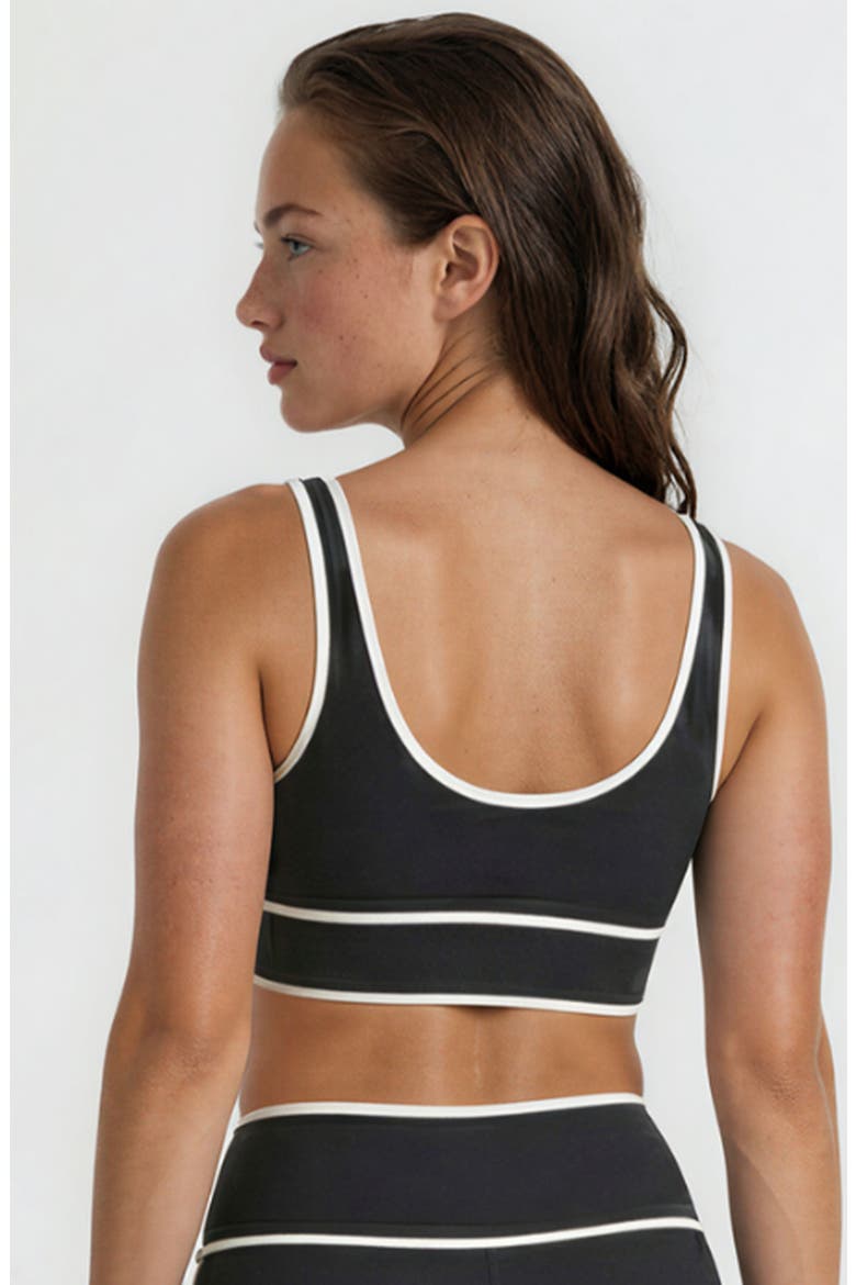 Long Line Swim Bra Two-Toned Collection, Alternate, color, Black & White