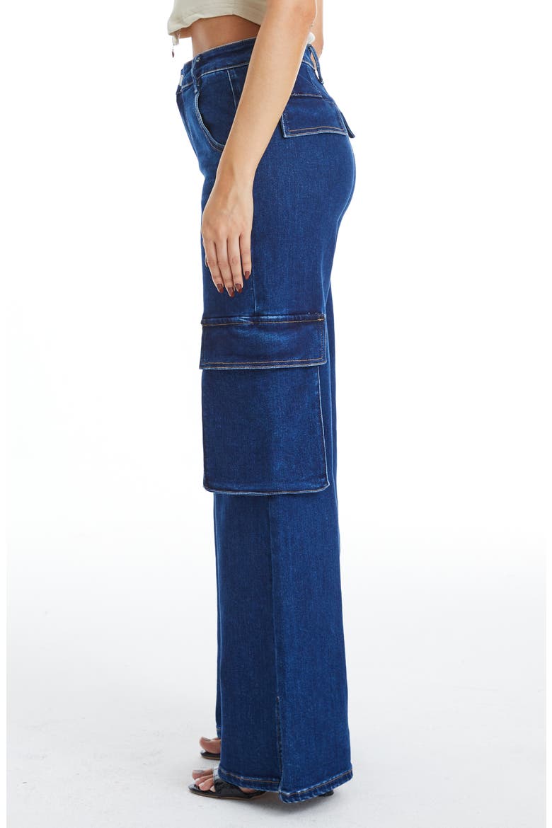 High Waist Flare Leg Cargo Jeans, Alternate, color, DARK SKY