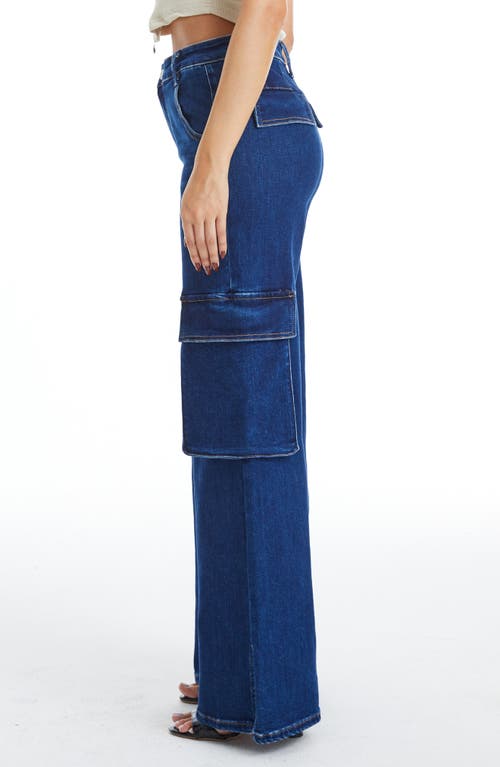 Bayeas High Waist Flare Leg Cargo Jeans In Blue
