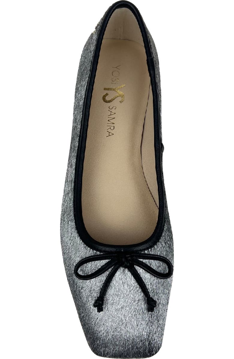 Yosi Samra Cara Metallic Calf Hair Square Toe Ballet Flat, Alternate, color, Silver Calf Hair