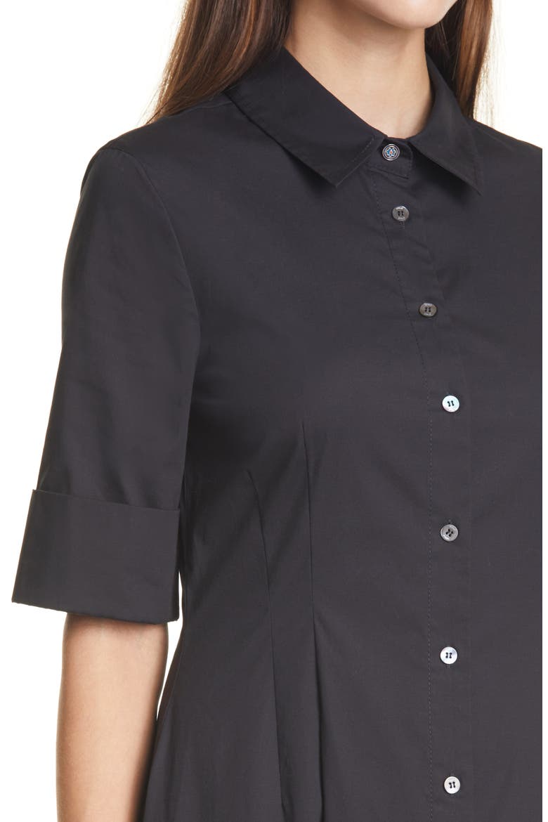 Joan A-Line Shirtdress, Alternate, color, BLACK