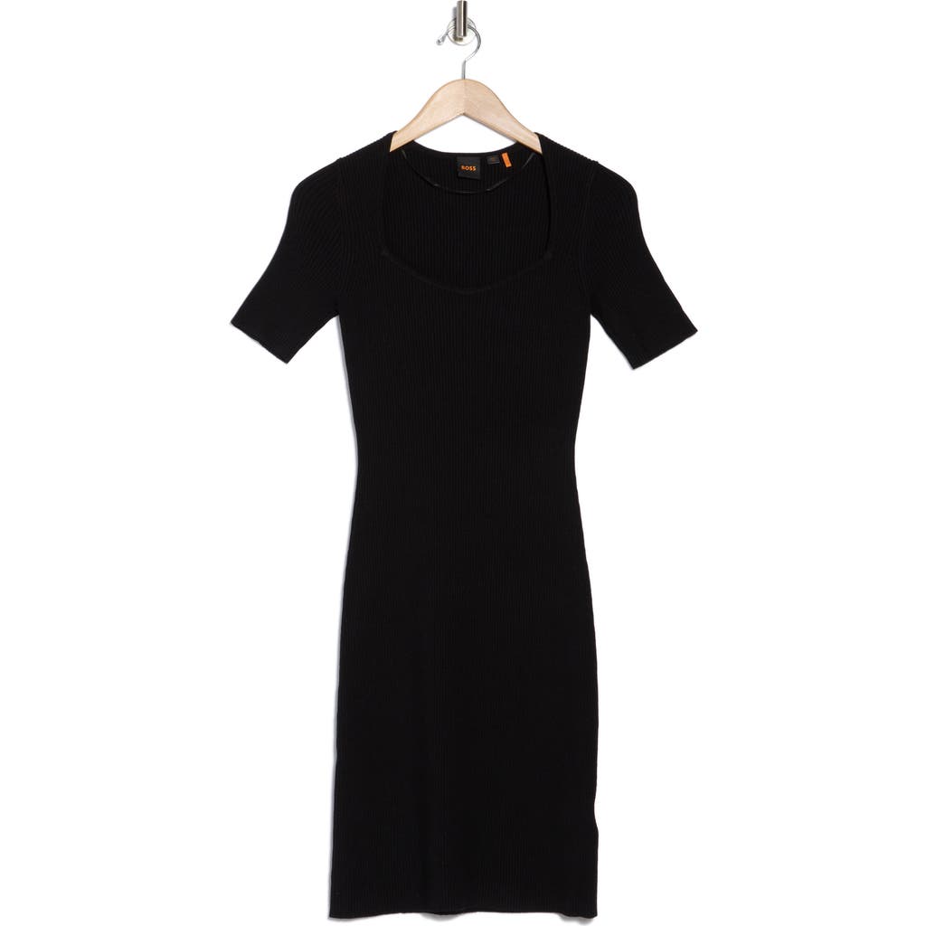 Hugo Boss Boss Orange Fesco Short Sleeve Dress In Black