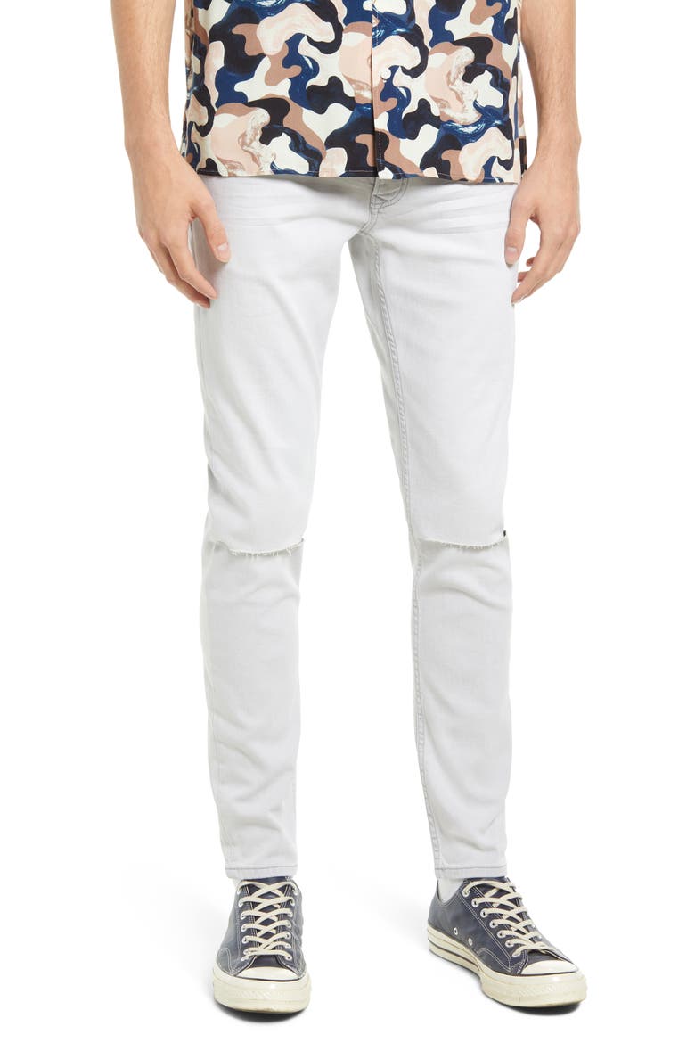 Knee Rip Stretch Skinny Jeans, Main, color, LIGHT GREY
