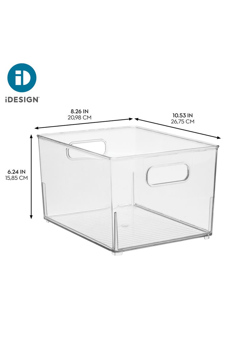 Small Stackable Plastic Bathroom Storage Bin with Handles - Set of 4 - Clear, Alternate, color, Clear