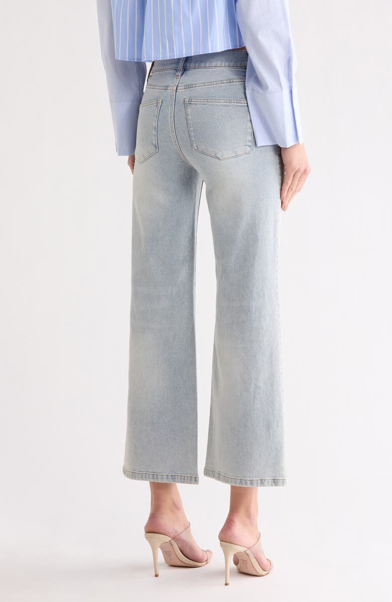 Alice + Olivia Roxie Low Rise Straight Flare Jeans, Alternate, color, Rockstar Blue