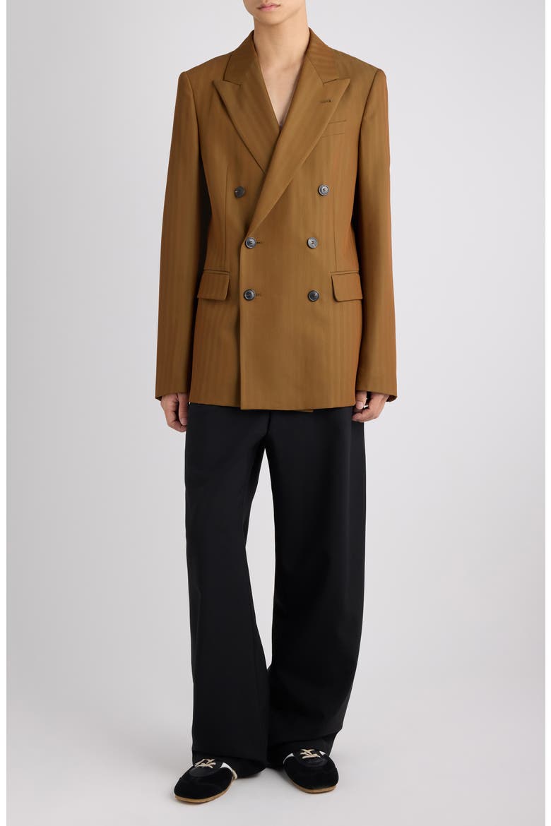 Barry Herringbone Stripe Double Breasted Wool Blend Sport Coat, Alternate, color, TAN