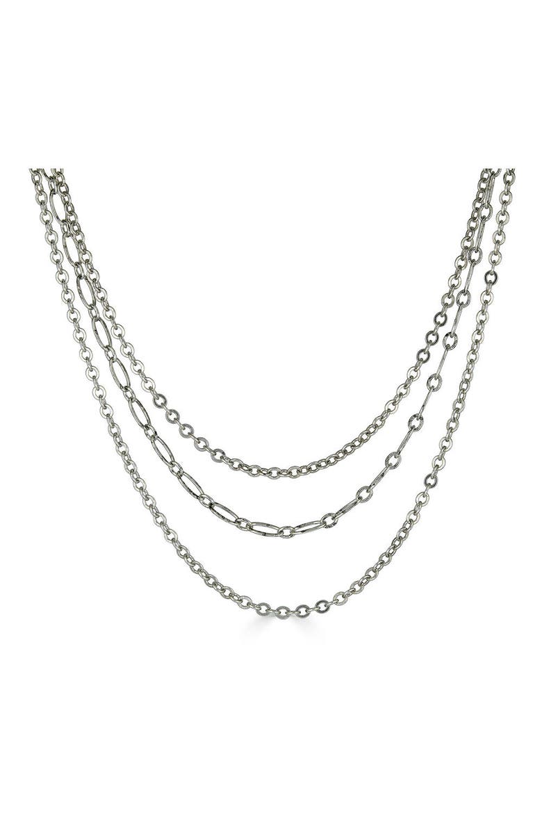 Delicate Three Strand Necklace, Alternate, color, Silver