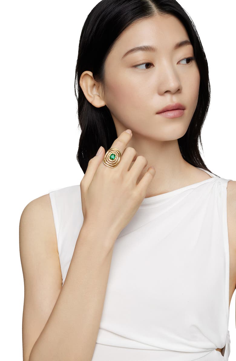 David Yurman Diamond & Emerald Statement Ring, Alternate, color, 