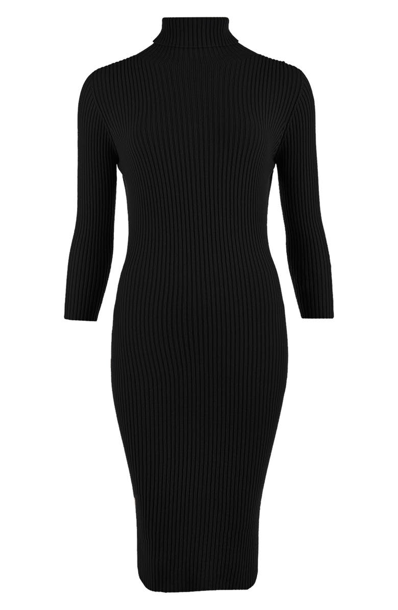 PIETRO BRUNELLI MATERNITY Turtleneck Long Sleeve Rib Maternity Sweater Dress, Alternate, color, Black