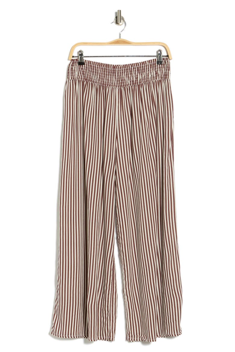 Printed Flowy Pants, Alternate, color, BROWN BITTER STRIPE