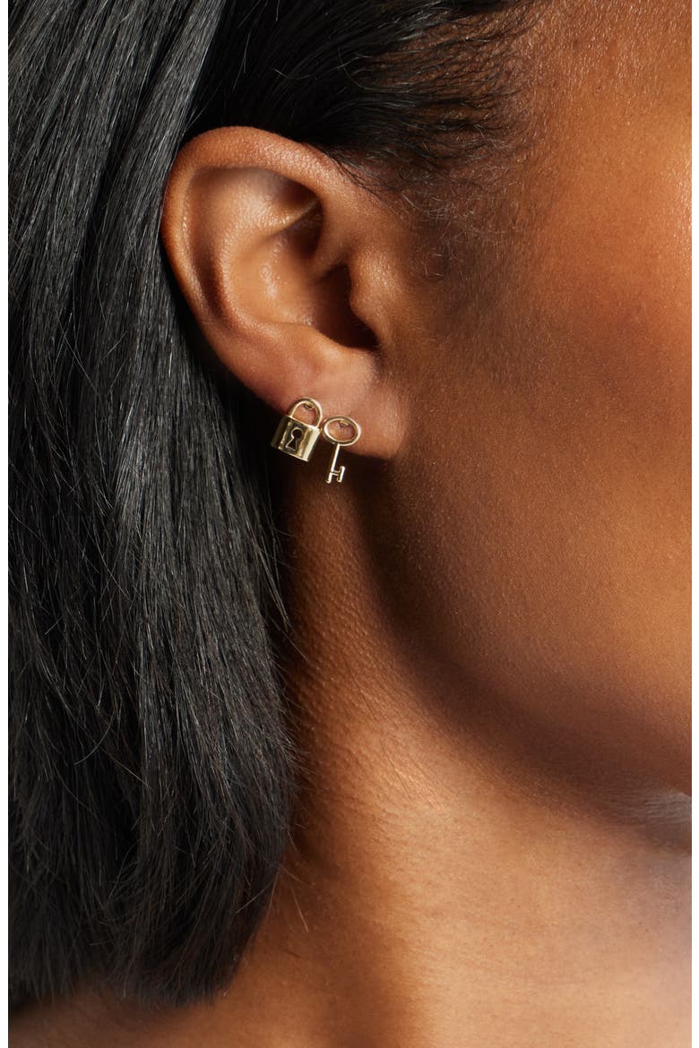 Set of 3 Demi Fine Stud & Huggie Hoop Earrings, Alternate, color, CLEAR- GOLD