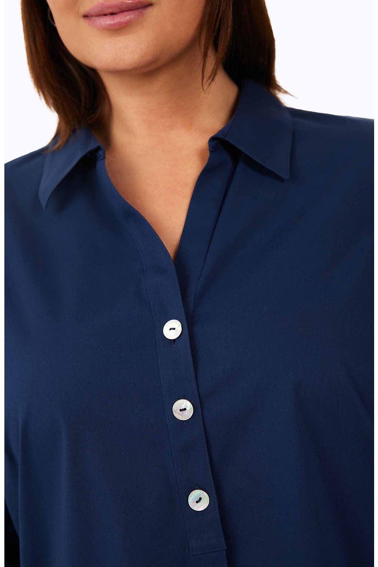 Pamela Non-Iron Stretch Tunic Blouse, Alternate, color, NAVY