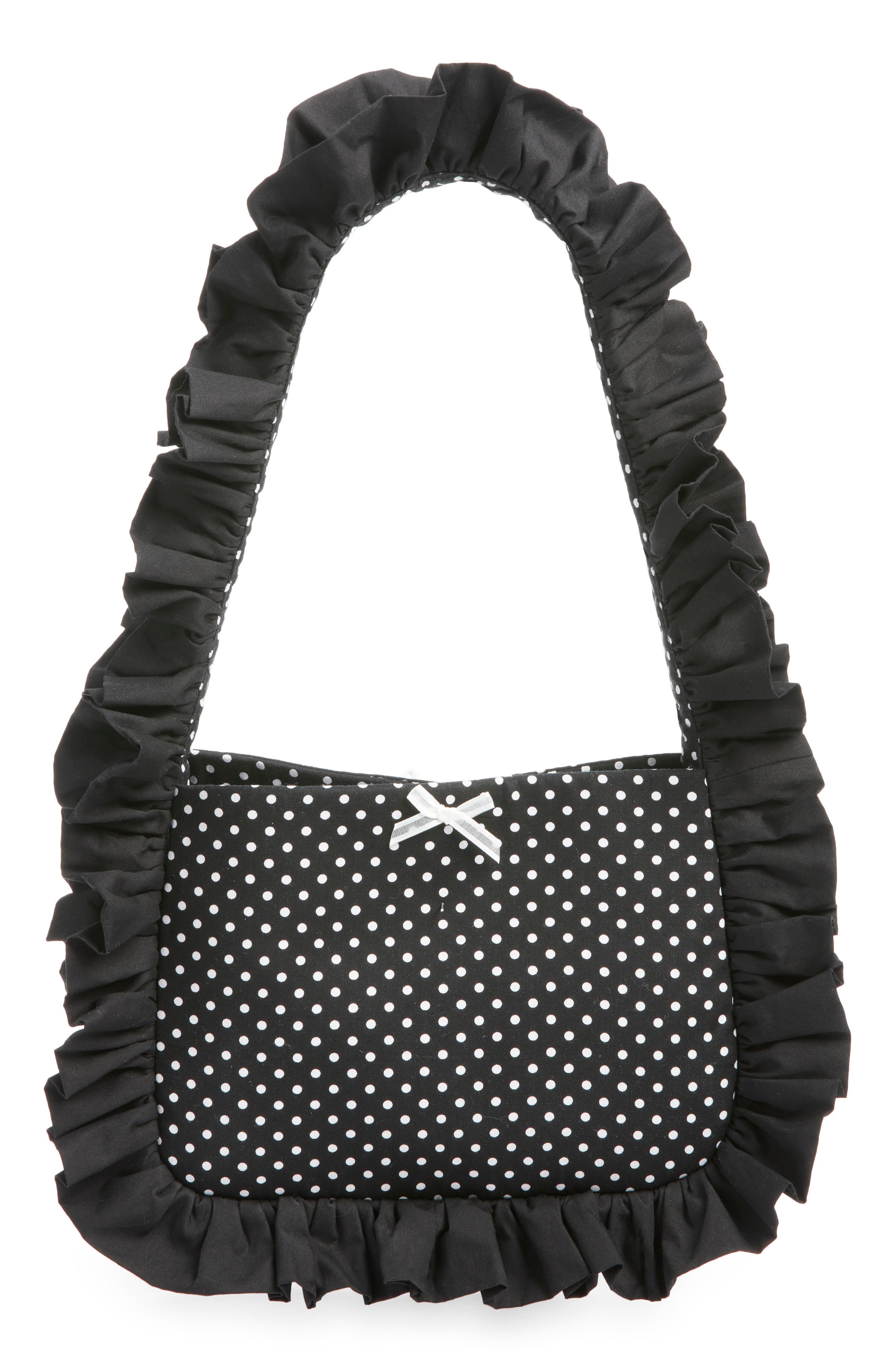 Baggy London Baguette Shoulder Bag in Black White/Bow 