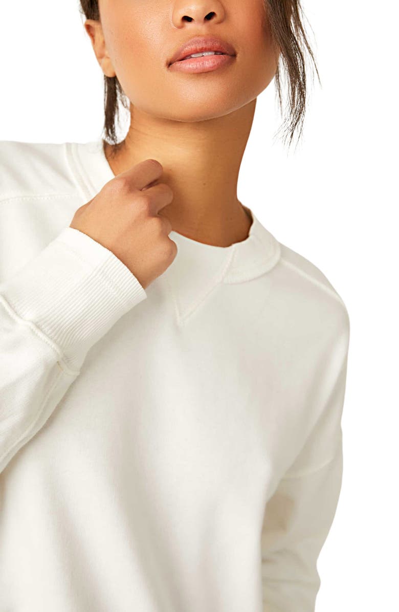 Free People FP Movement Intercept Cotton Blend Sweatshirt, Alternate, color, White
